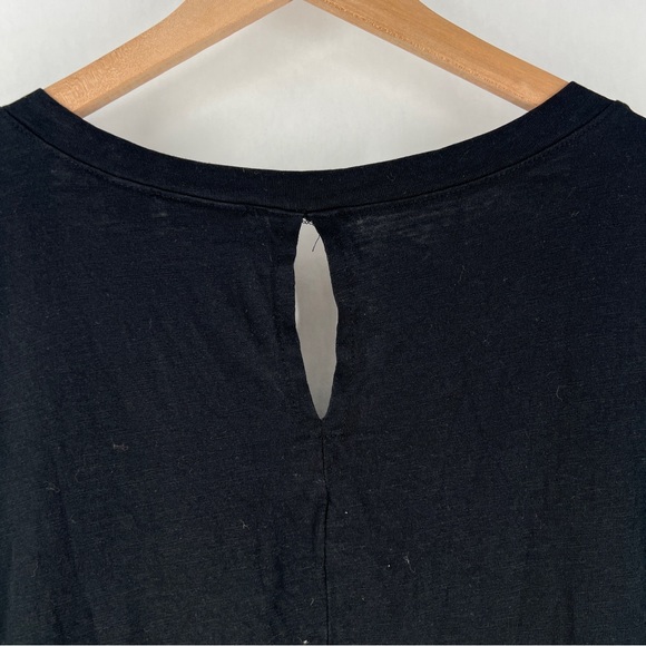 Zim & Zoe Black 100% Cotton V Neck Lounge Dress Pockets Keyhole‎ Lagenlook - Picture 11 of 15